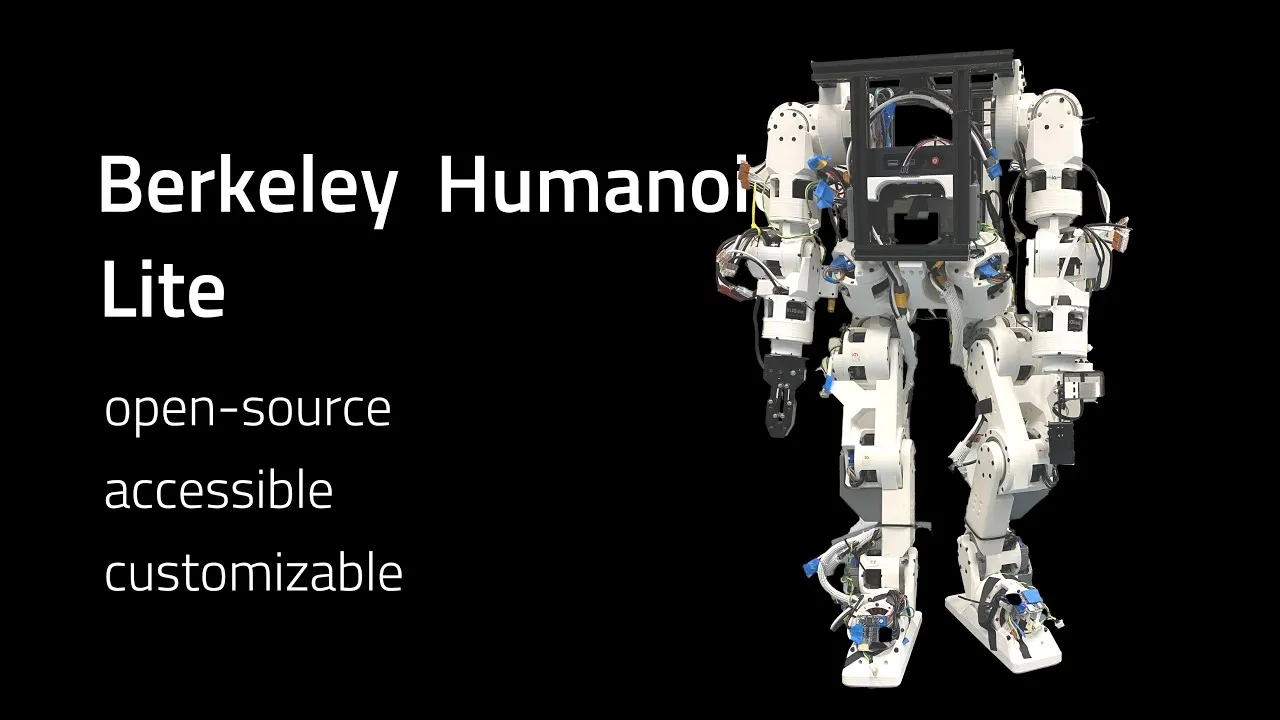 Berkeley Humanoid Lite robot standing in lab environment
